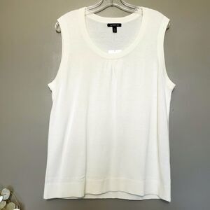 Lands' End Sleeveless Knit Top Womens Size Large 14/16 Cream Cotton Blend